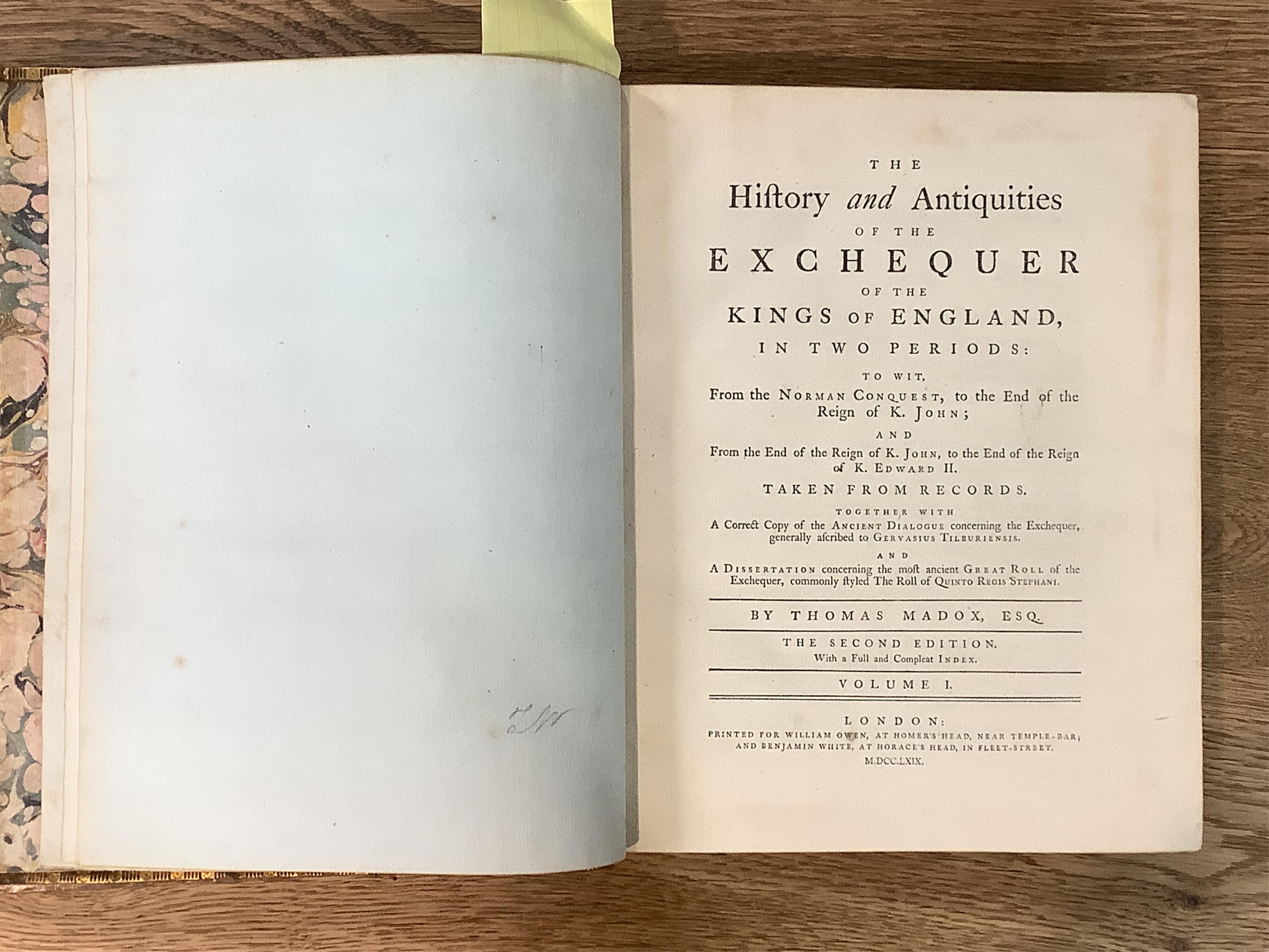 Madox (Thomas) The History and Antiquities of the Exchequer of the Kings of England, 2 vol., second edition, 1769, gilt full calf